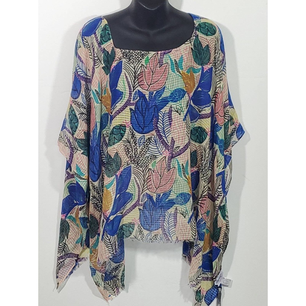 By Design Artist Series Poncho "Forest Leaves" Dolman Floral Large?